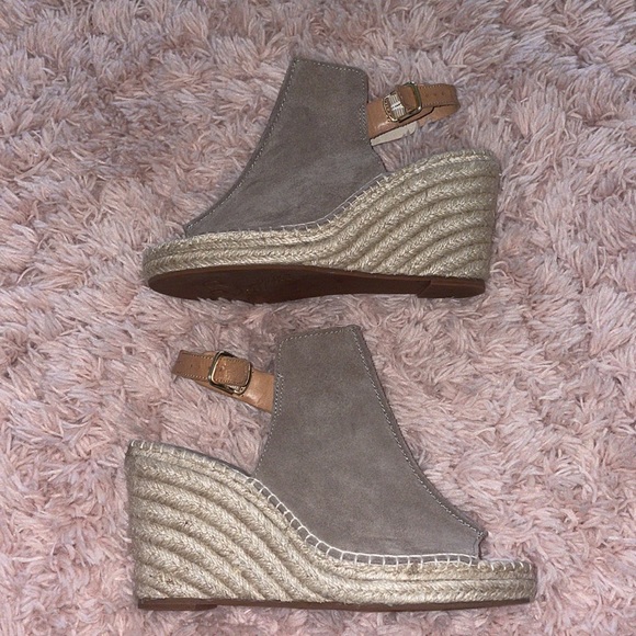 Seychelles Taupe Suede Espadrilles Wedge Sandals - Picture 4 of 10